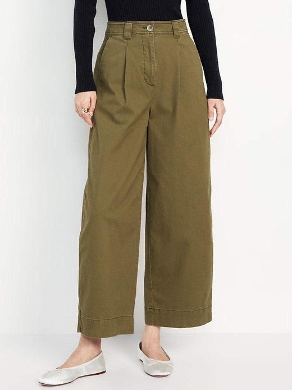 Extra High-Waisted Barrel Wide-Leg Pants Green